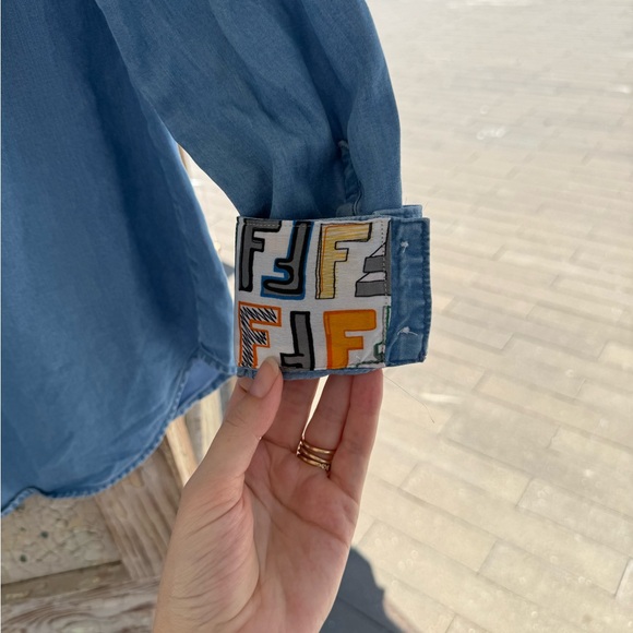 Colorful Designer Patterned Denim Shirt - Picture 3 of 6